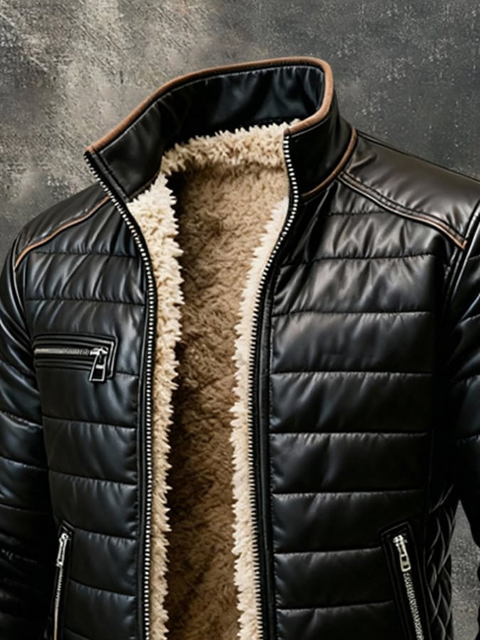 Vanhouten™ | Schwarze Jacke mit Sherpa-Futter