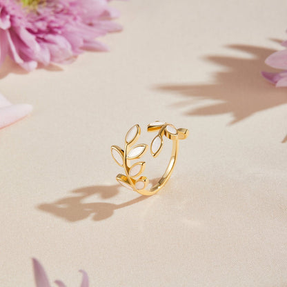 Goldene Blatt Ring