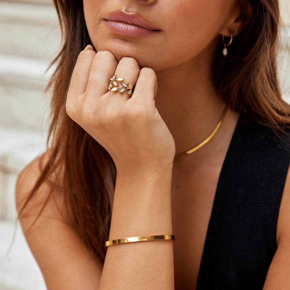 Goldene Blatt Ring