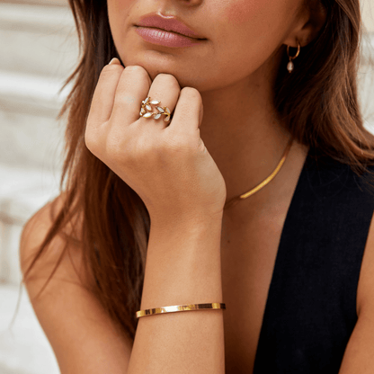 Goldene Blatt Ring