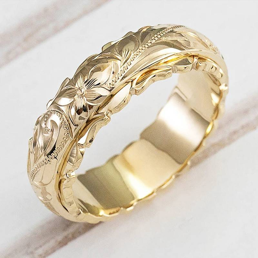 Goldener Vintage-Ring mit Blumen