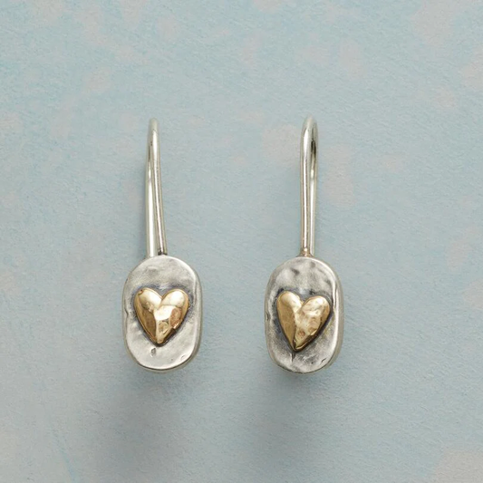 Vintage Herzohrringe aus Gold mit Silber