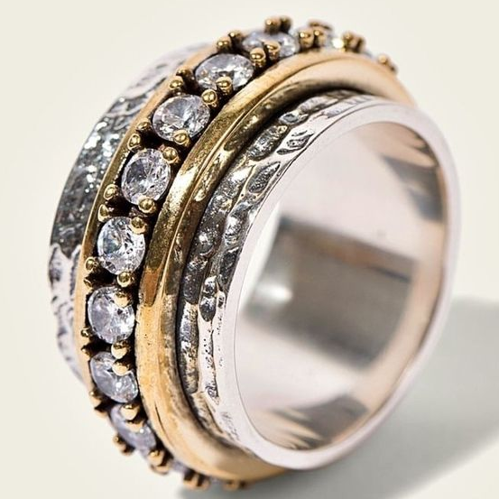 Vintage Gold- und Silberring mit Zirkonia