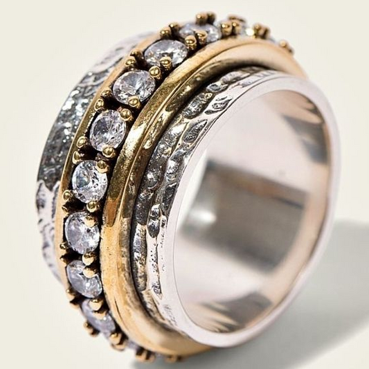 Vintage Gold- und Silberring mit Zirkonia