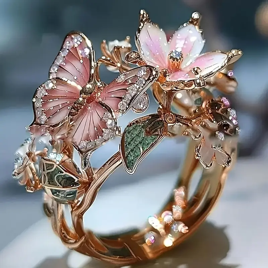 Zirkonia-Ring in Schmetterlingsform Natur Bright