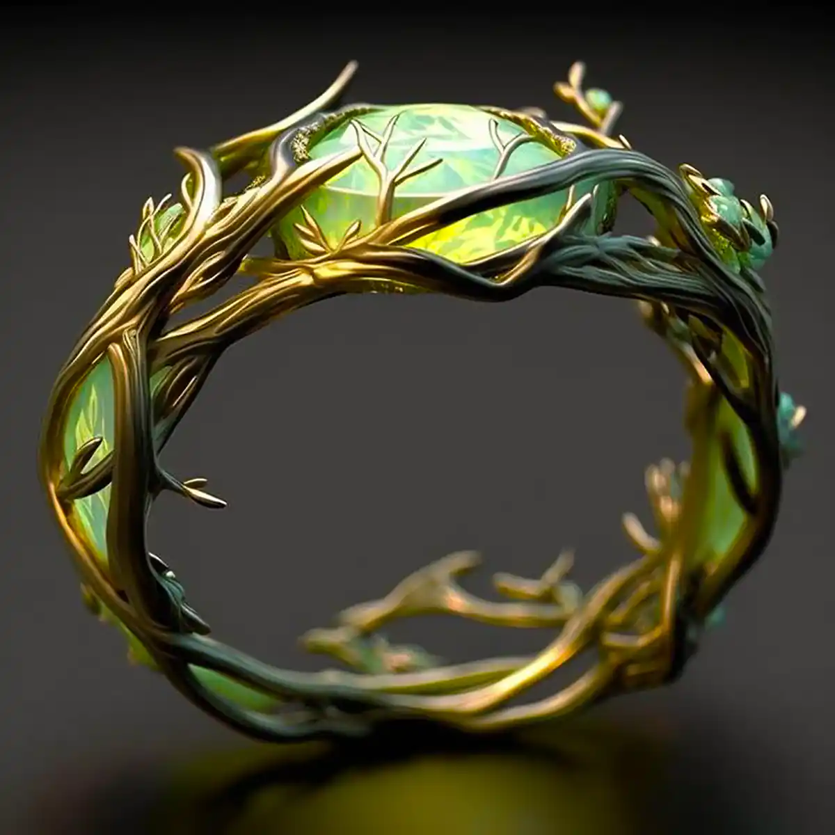 Ring aus natürlichem grünem Opal