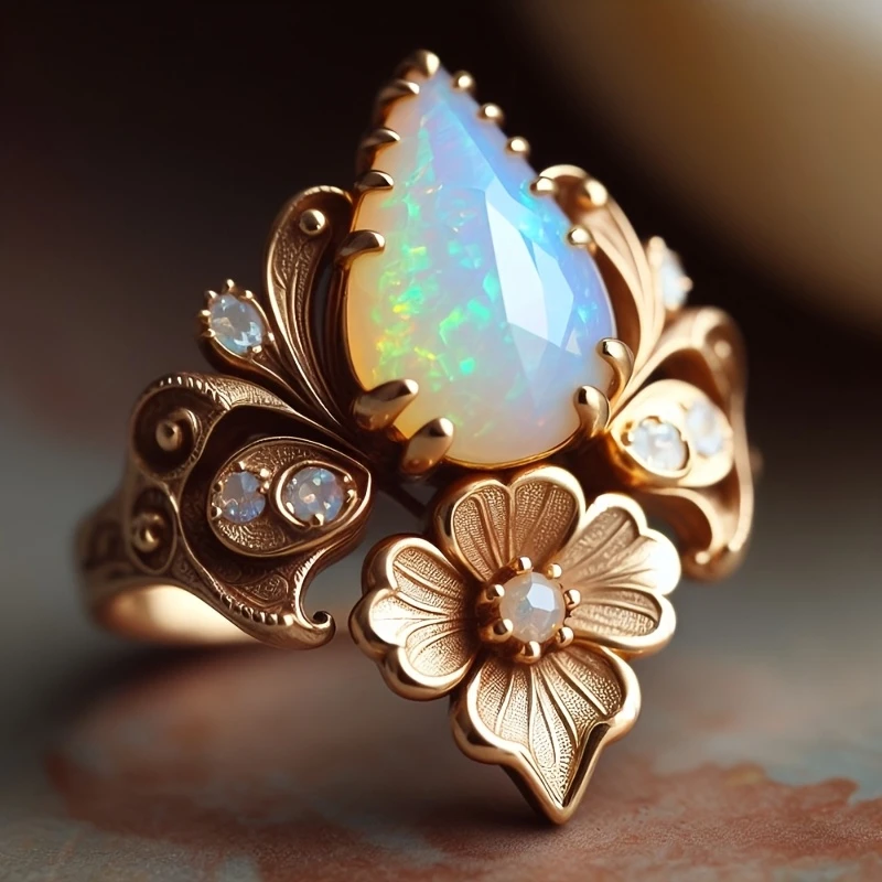 Goldring mit exotischem Opal