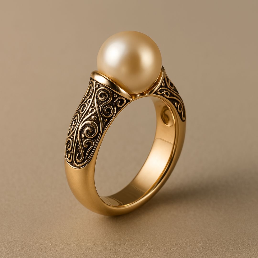 Goldring mit vintage Perle