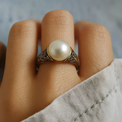 Goldring mit vintage Perle