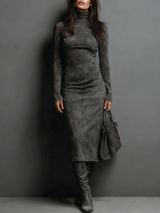 Ava | Wildleder Midi Kleid