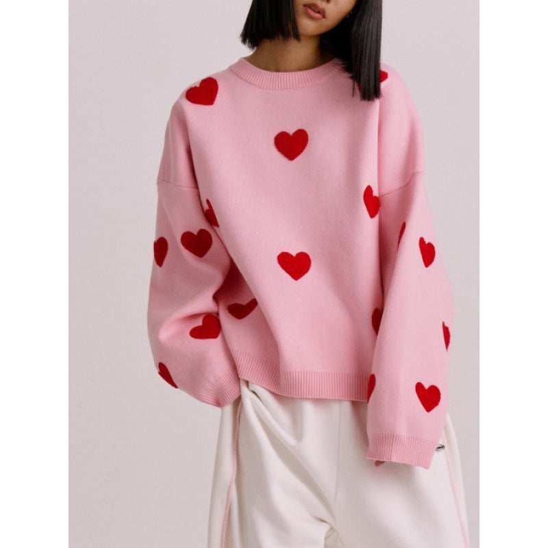 Mila | Pullover aus Baumwollmischung mit Herzen