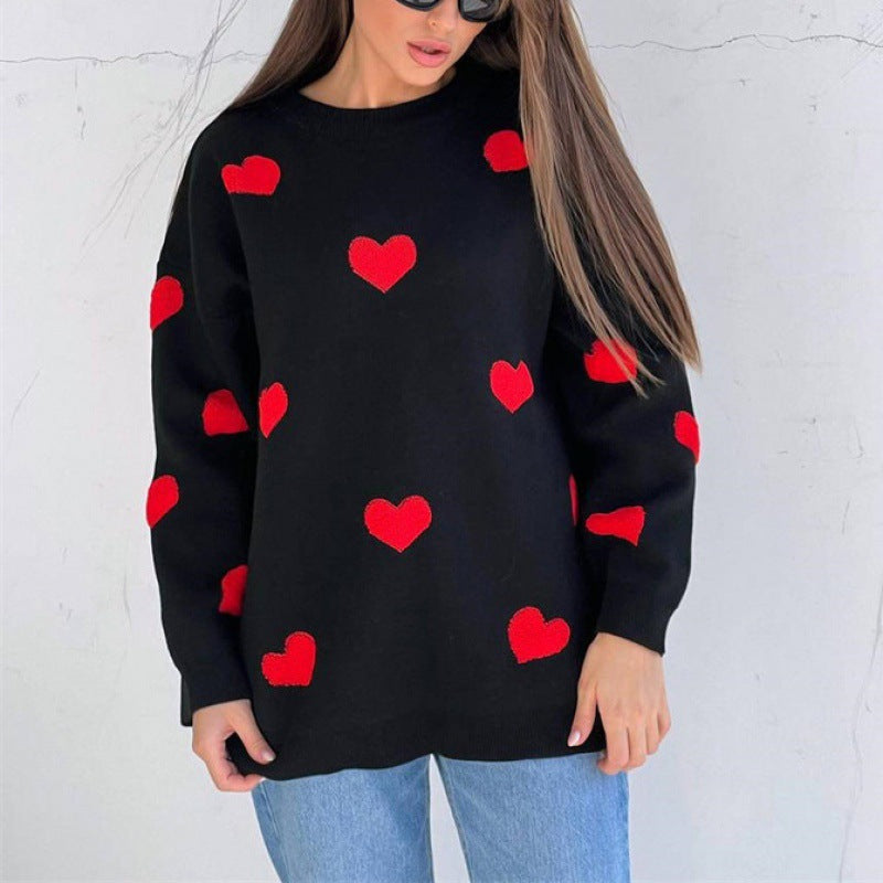 Mila | Pullover aus Baumwollmischung mit Herzen